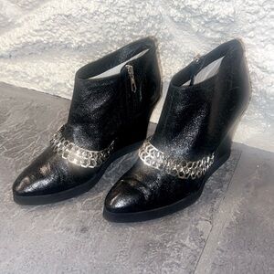 SIGERSON MORRISON Black Leather Chain Ankle Bootie